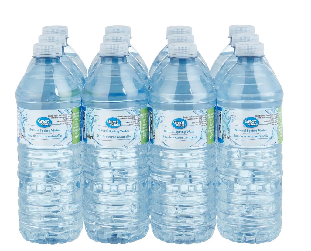 Great Value Eau de Source 500ml, Lot de 12