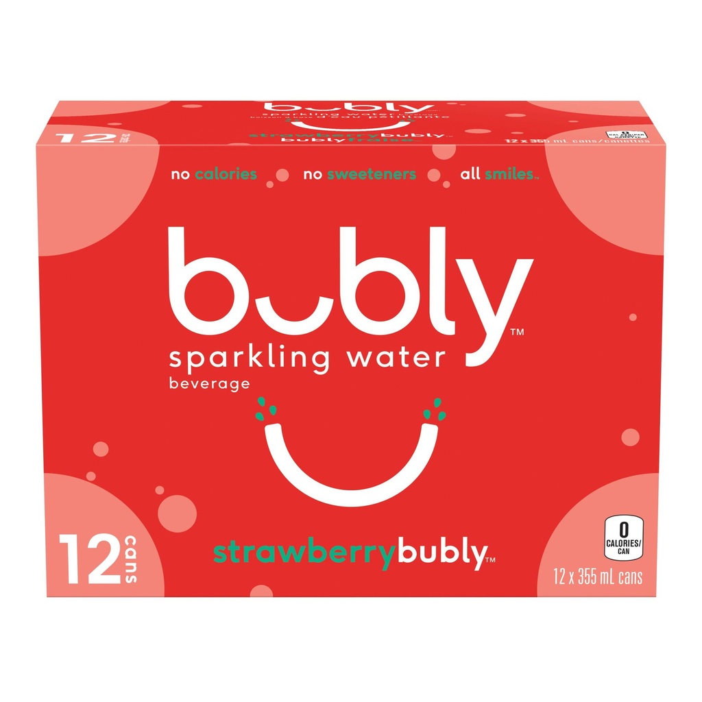 Bubly™ Eau Pétillante Saveur Fraise 12 x355 ml, Canettes