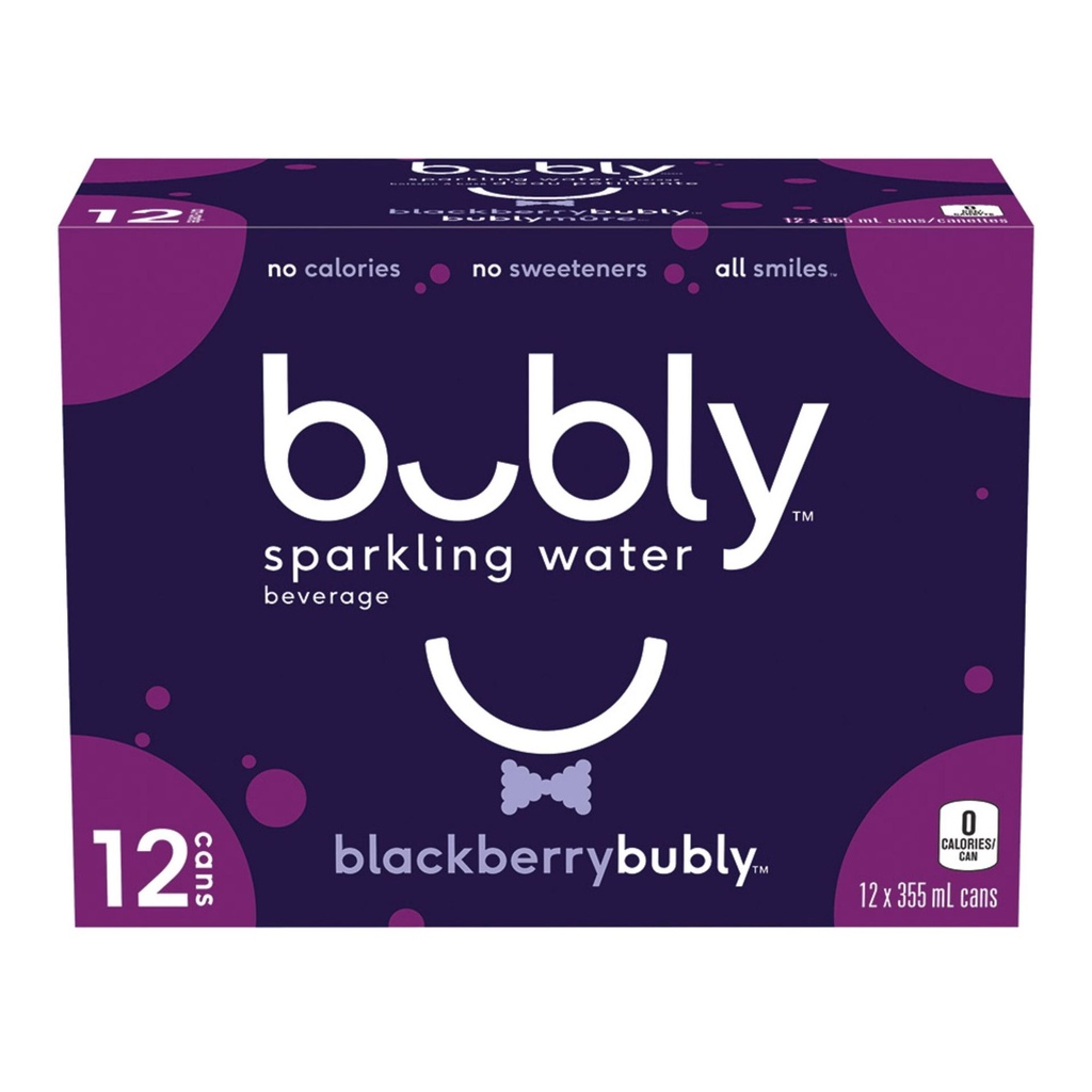 Bubly Eau Pétillante à la Mûre Canettes de 355 ml, Lot de 12