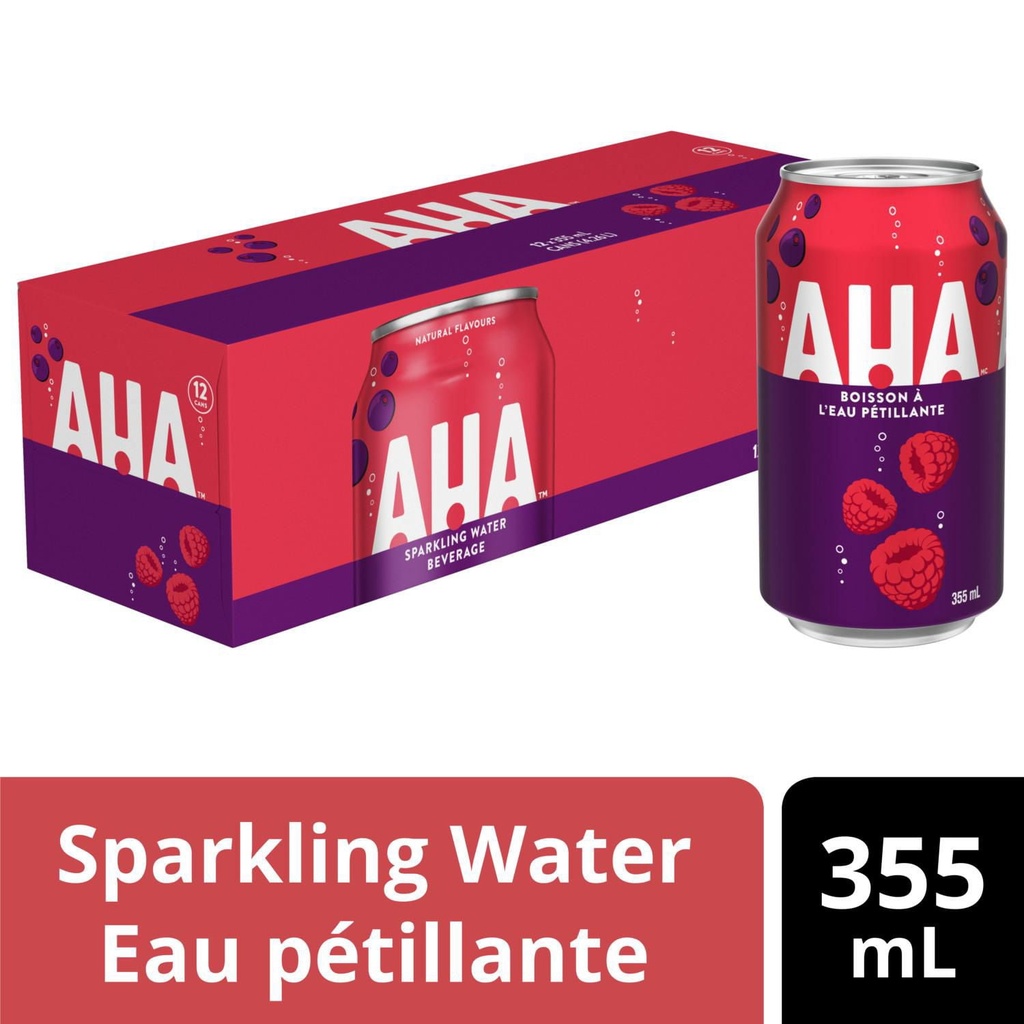 AHA Framboise + Baies D'Acai Fridge Pack Cannettes, 355 mL, 12 Pack