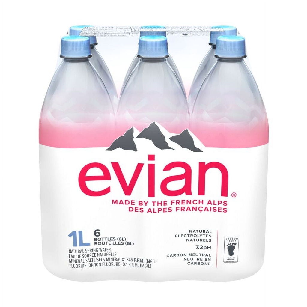 evian Eau Minérale Naturelle 6 x 1 L, Bouteilles