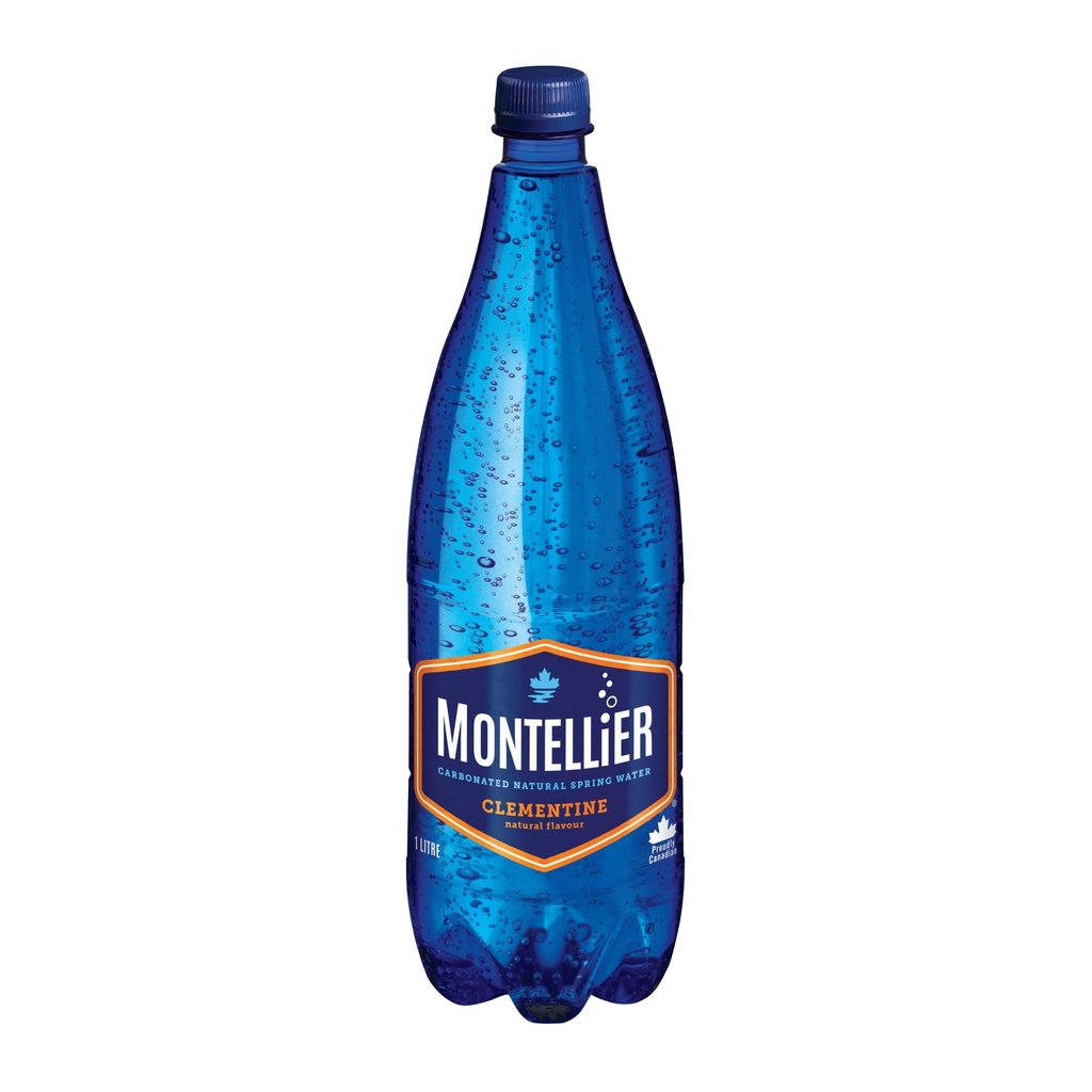 Montellier Eau de source naturelle gazeuse à la clémentine 1 L, Bouteille