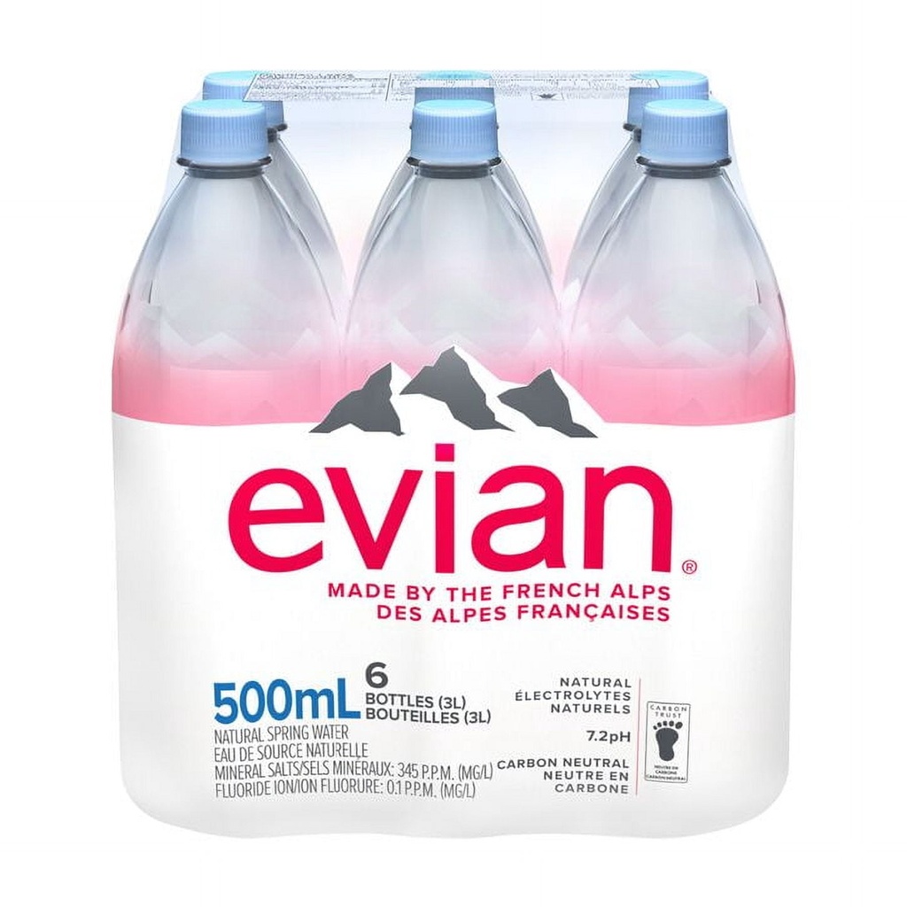 evian Eau Minérale Naturelle 6 x 500 ml, Bouteilles
