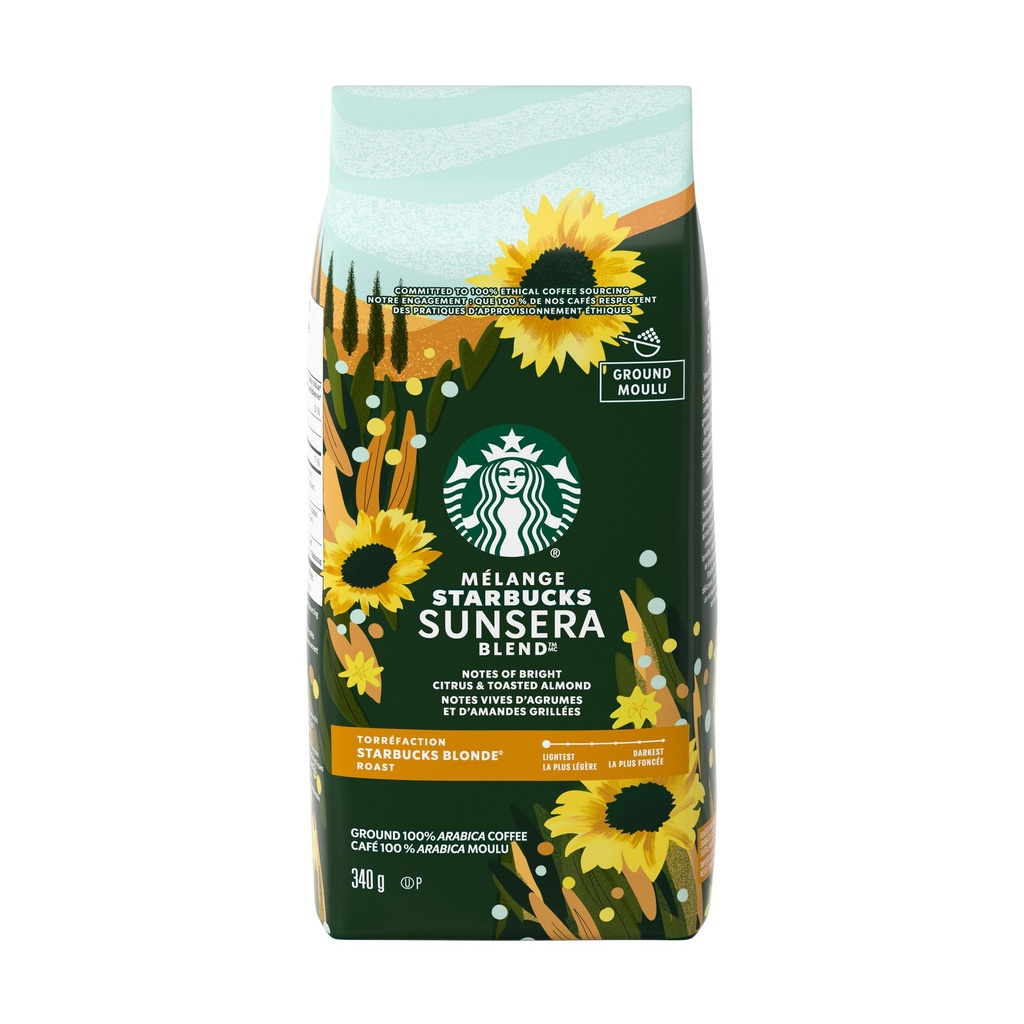 STARBUCKS MÉLANGE SUNSERA, café moulu, torréfaction blonde, mélange velouté, arabica