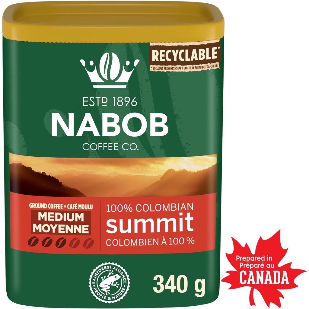 Nabob Café Moulu À Torréfaction Moyenne Colombien À 100 % Summit, Boîte