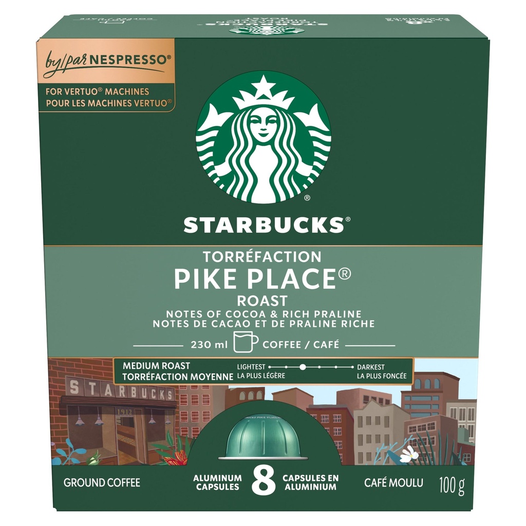 STARBUCKS Capsules Torréfaction Pike Place Pour Nespresso Vertuo