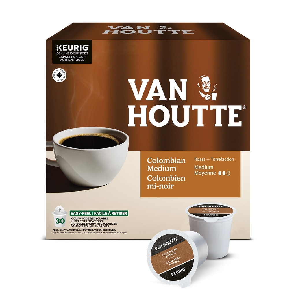 Van Houtte Colombien Mi-Noir, Torréfaction Moyenne, Capsules de Café K-Cup
