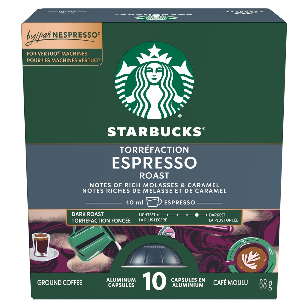 STARBUCKS Capsules torréfaction espresso pour Nespresso Vertuo