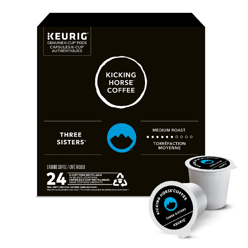 Kicking Horse Coffee Capsules de café K-Cup Kicking Horse Three Sisters, torréfaction moyenne, 24 unités.