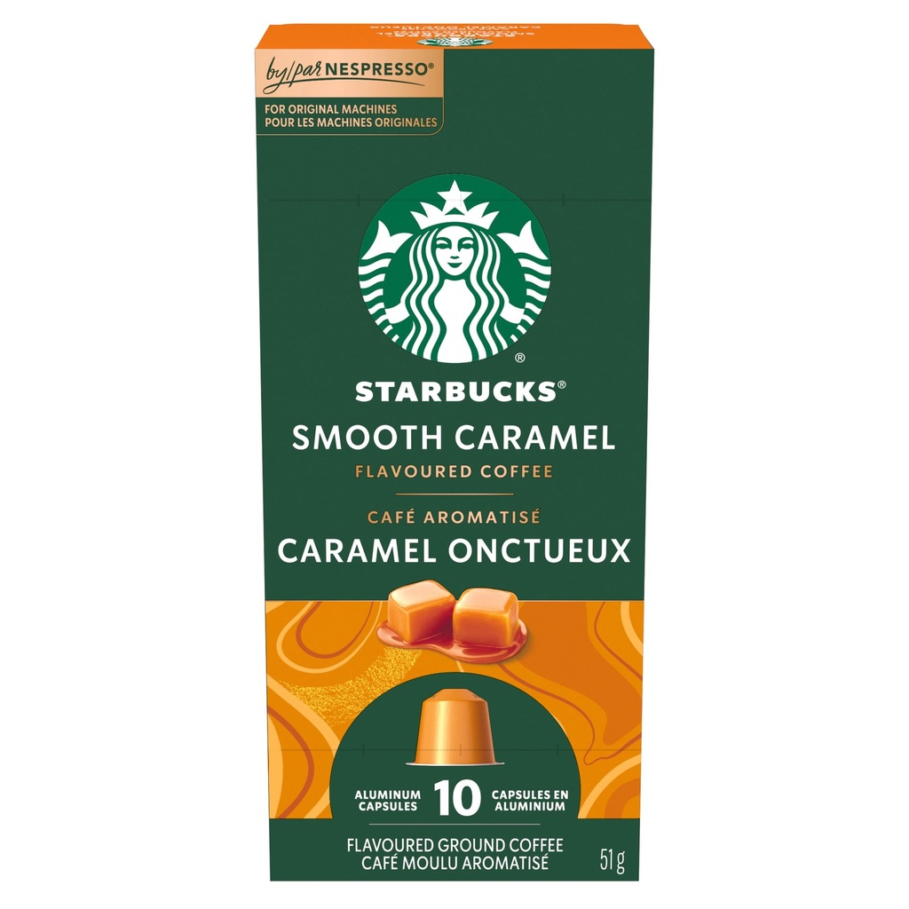 Starbucks Caramel Onctueux, pour NESPRESSO Original, Torréfaction Blonde Aromatisée, Notes de Caramel Onctueux et de Vanille, Capsules de Café NESPRESSO