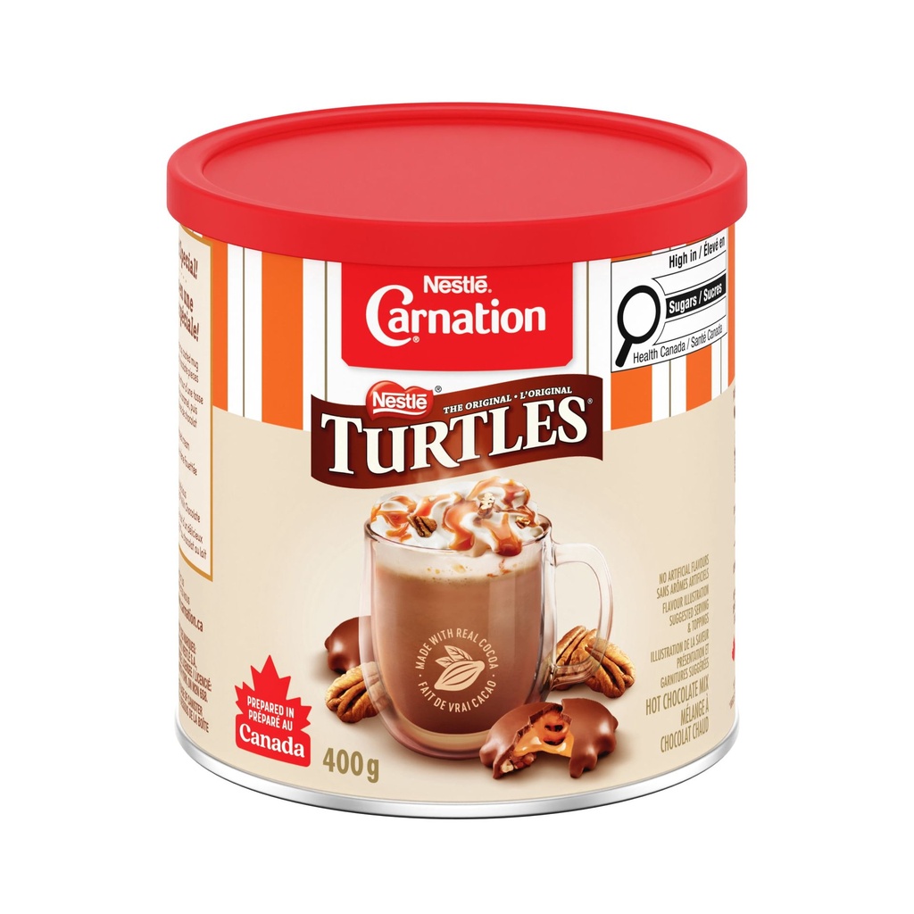 CARNATION Mélange à chocolat chaud TURTLES, notes de pacanes et de caramel