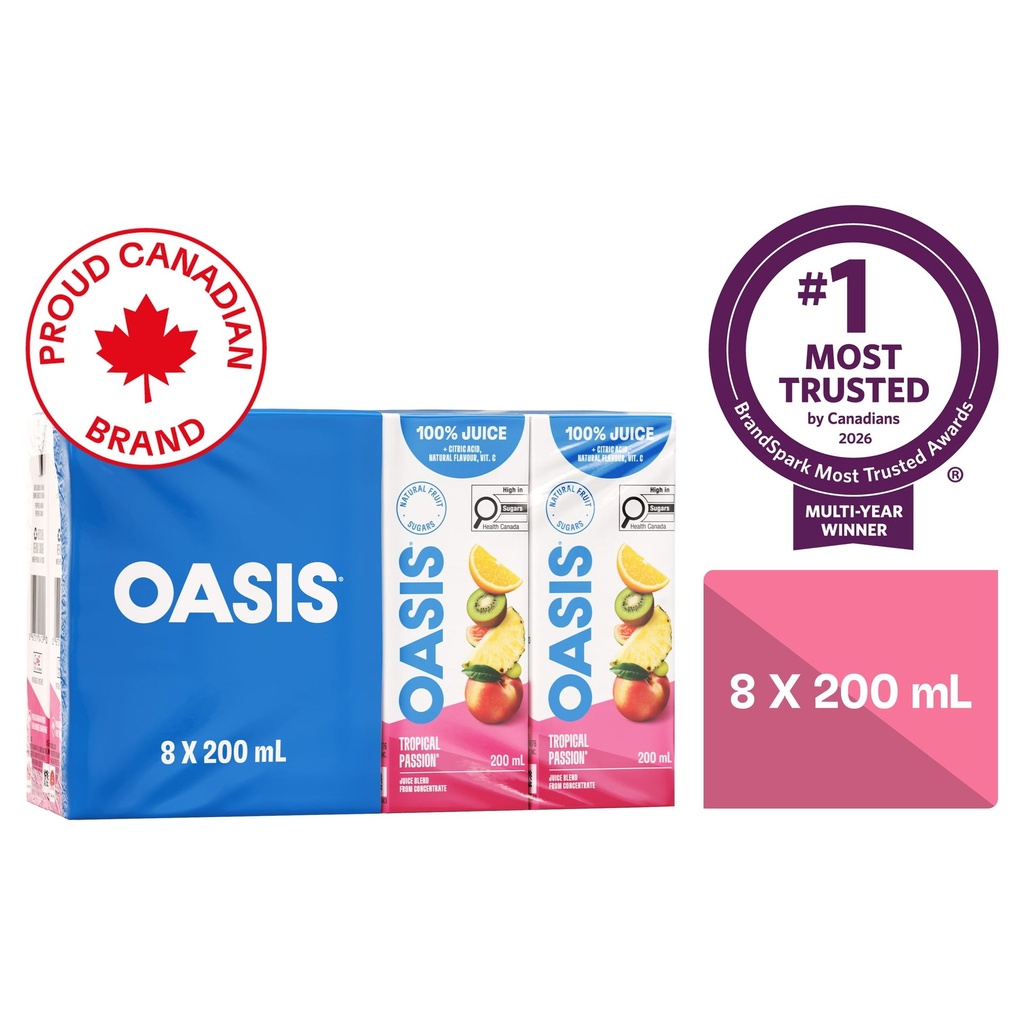 Oasis Boîtes de Jus Passion Tropicale 8 x 200 ml