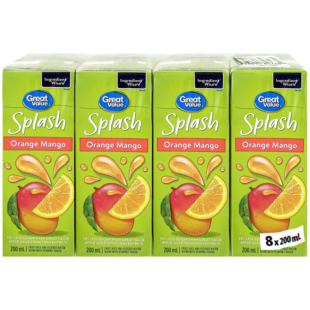 Great Value Orange Mangue Éclat 8X200ML