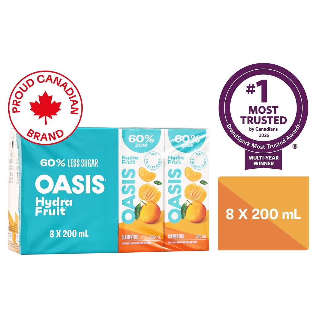 Oasis HydraFruit Clémentine Boîtes de Jus 8 x 200 ml