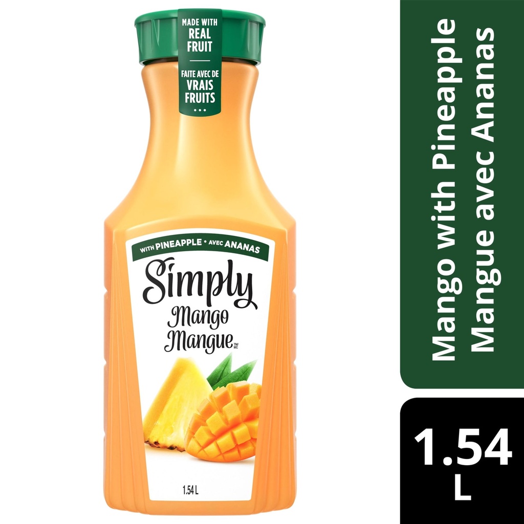 Simply Mangue avec Ananas Bouteille, 1.54 Litres