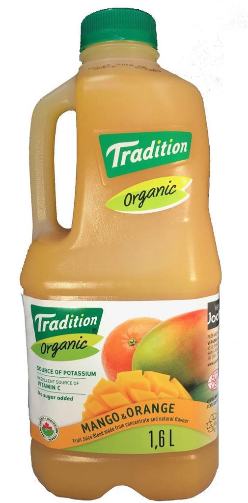 Jus Mangue Orange biologique Tradition 1.6L Le jus Mangue Orange bio Tradition est 100% jus