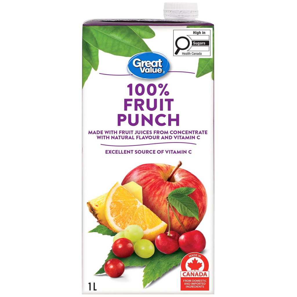 Great Value Punch aux Fruits 100 % 1L