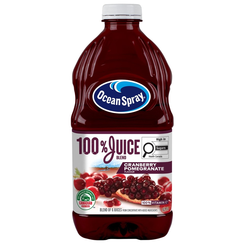 Ocean Spray Premium mélange de jus à 100% Canneberge et grenade 1,77 l