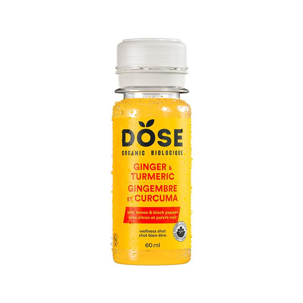 Shot biologique au gingembre et au curcuma DOSE 60 mL