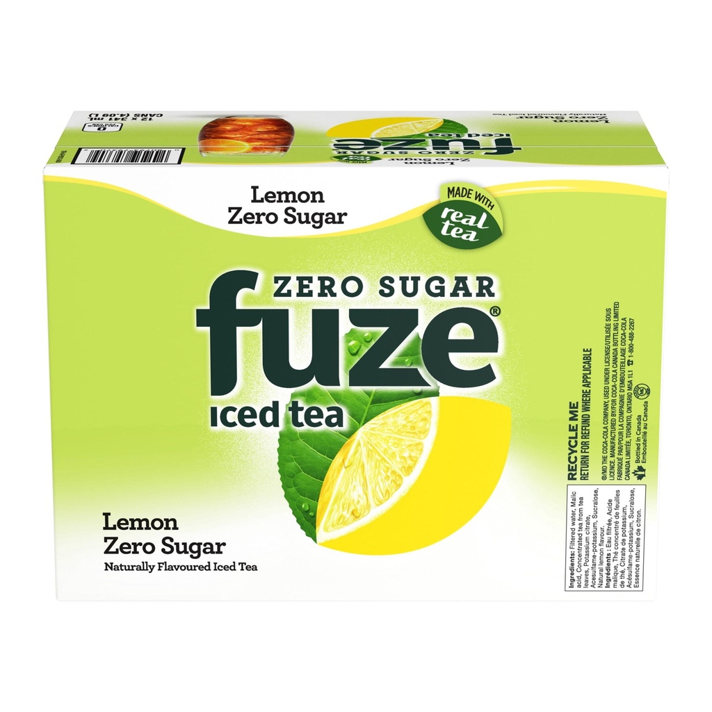 Fuze thé glacé au citron zero sucre Cannettes, 341 mL, 12 Pack