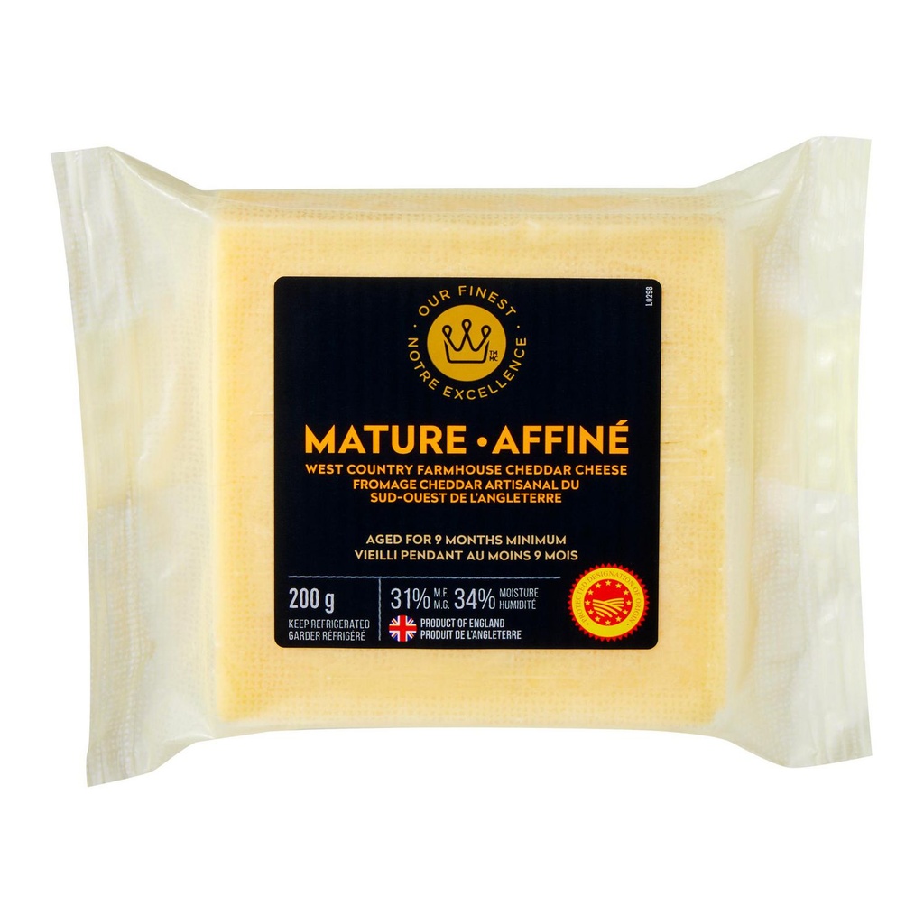 Fromage cheddar affiné artisanal du sud-ouest de l’Angleterre Notre Excellence, 200 g
