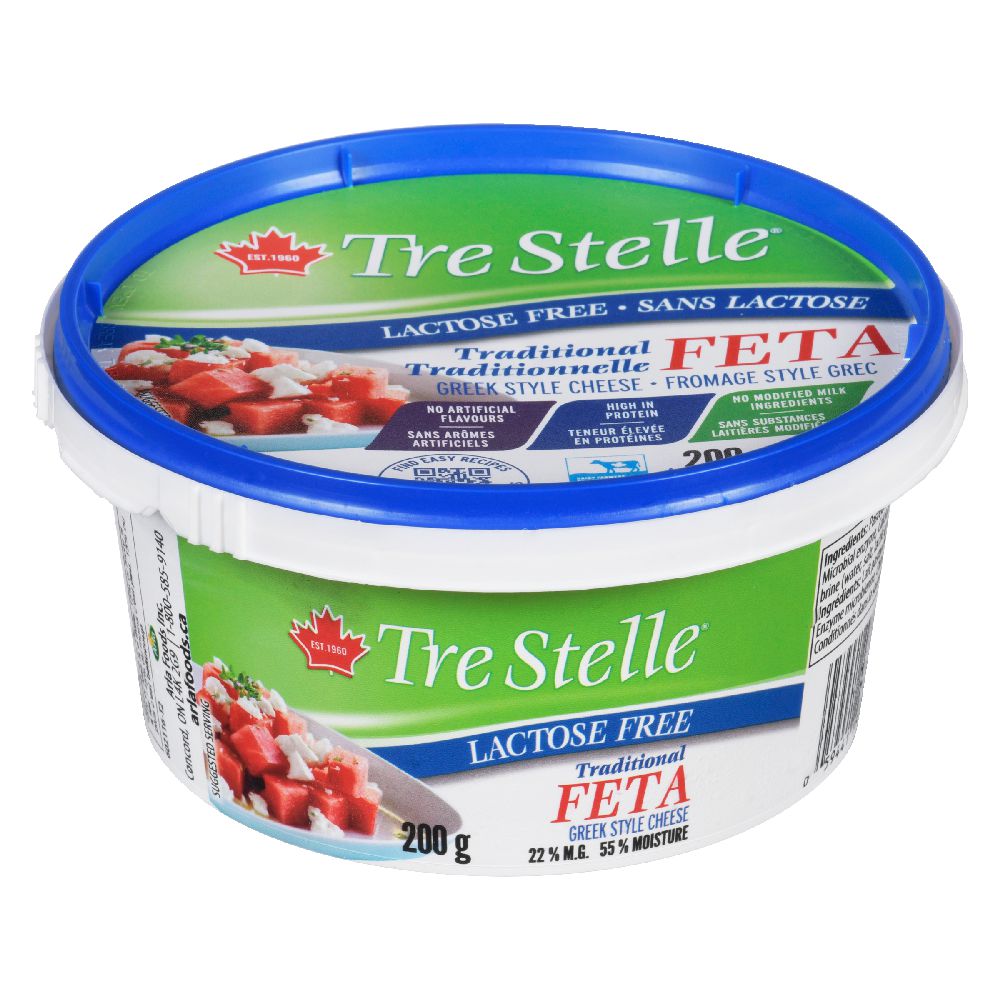 Fromage feta traditionnel sans lactose Tre Stelle 200 g