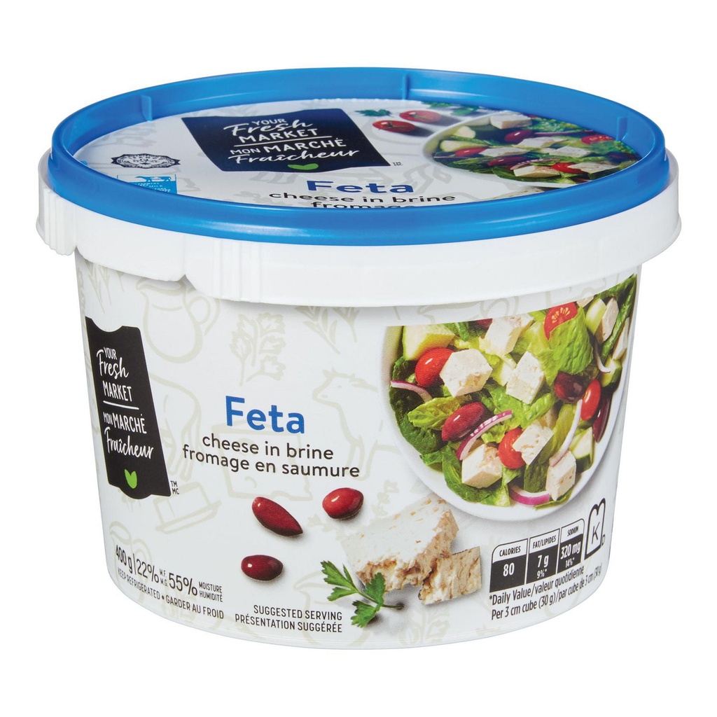 Fromage féta style Grec de mon marché fraîcheur 400 g