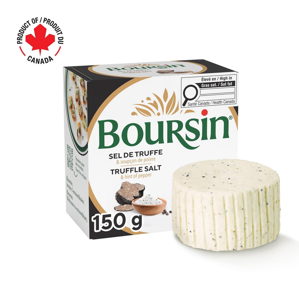 Boursin sel de truffe et au soupçon de poivre, fromage à tartiner 150g