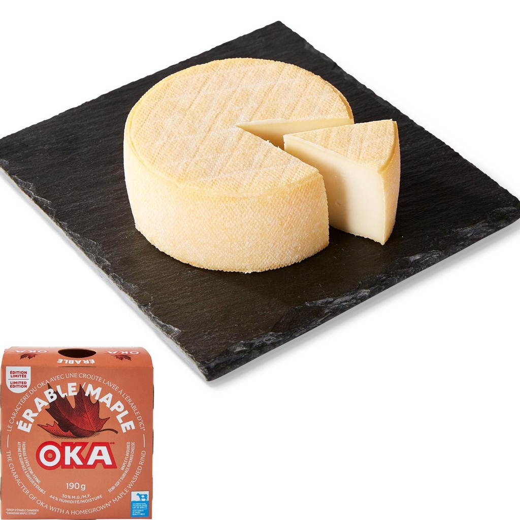 Fromage à pâte demi-ferme affiné en surface à saveur d’érable Oka