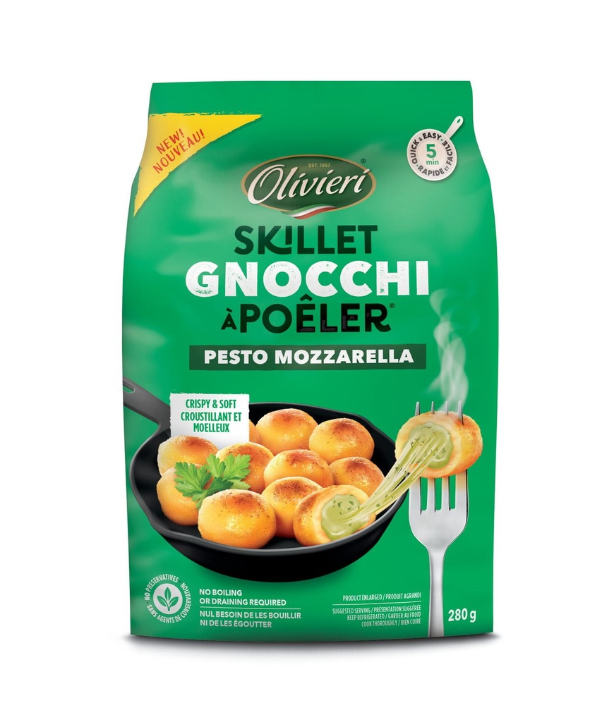 Gnocchis à poêler à la mozzarella et à la ricotta italiennes, à la crème et au pesto au basilic Olivieri