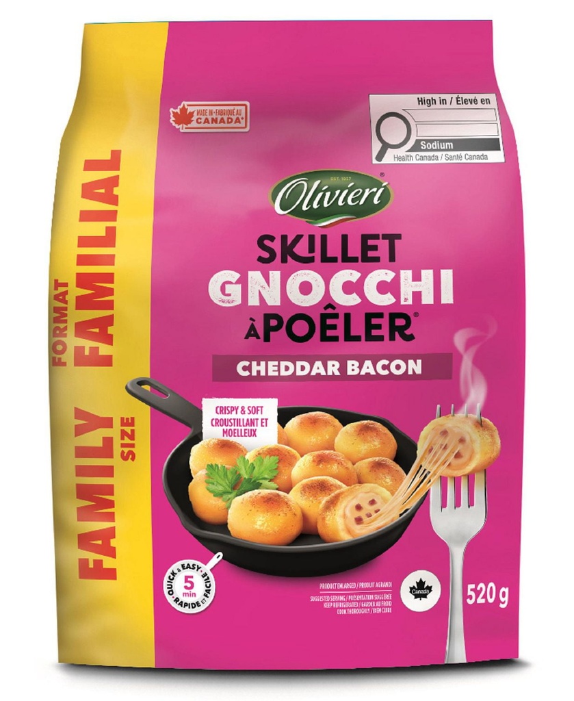Gnocchi à poêler cheddar bacon Olivieri - 520g