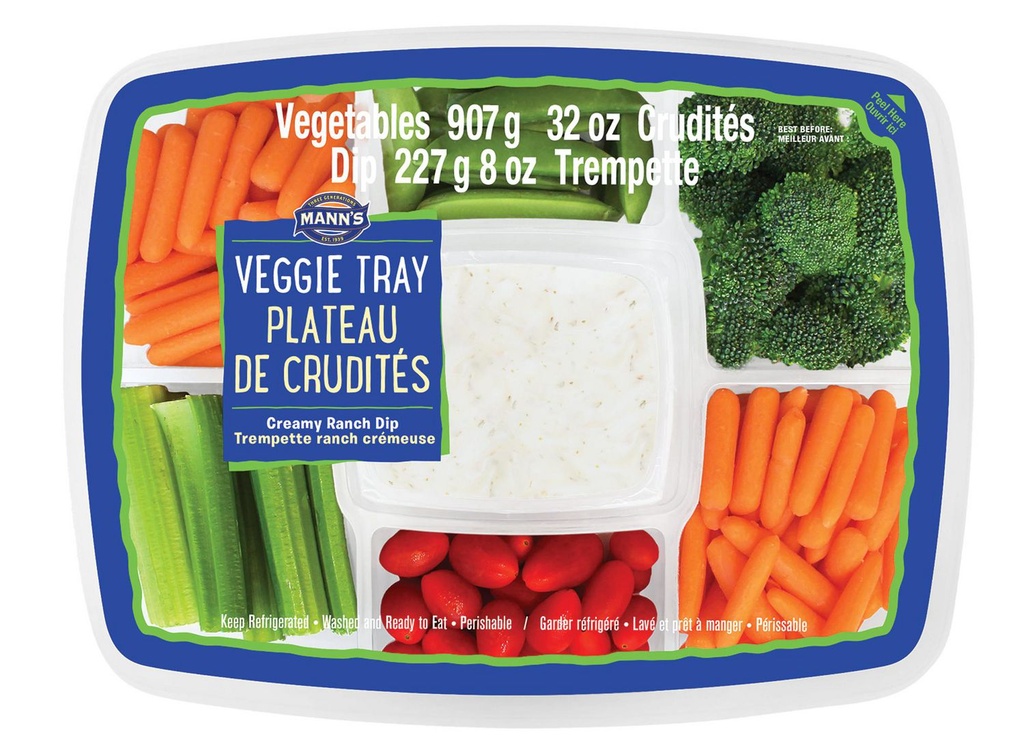 Plateau de crudités Mann's avec trempette Ranch crémeuse Plateau de 2,5 lb