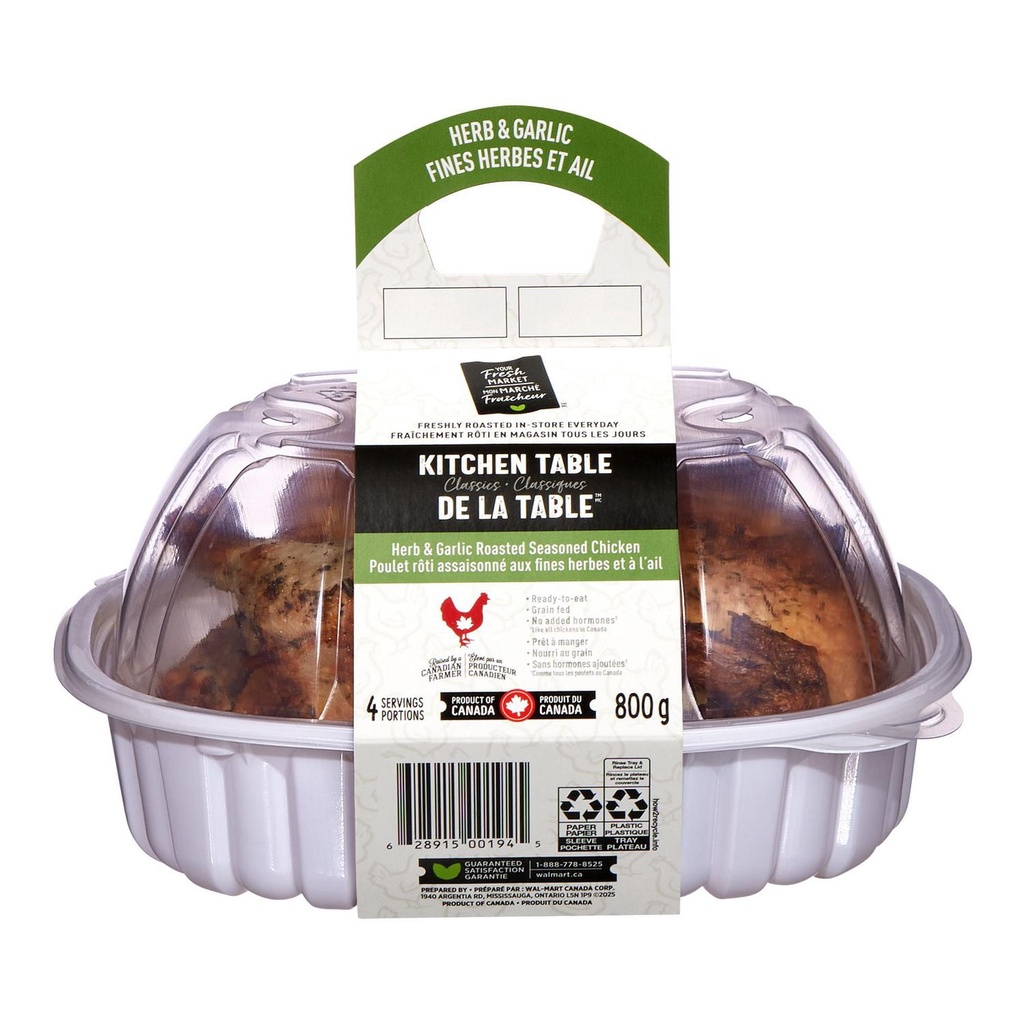 Poulet rôti assaisonné Mon marché fraîcheur aux fines herbes et à l'ail