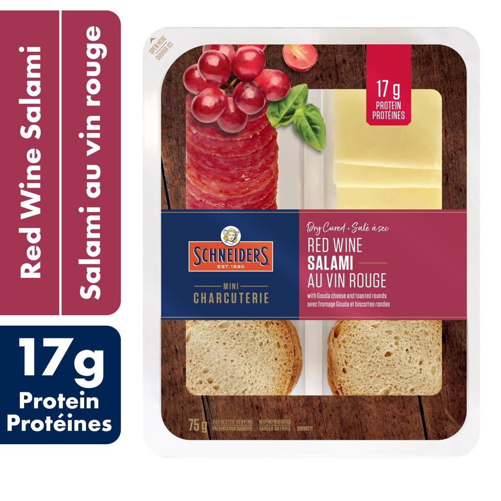 Trousse-collation de salami au vin rouge salé à sec Schneiders 75 g
