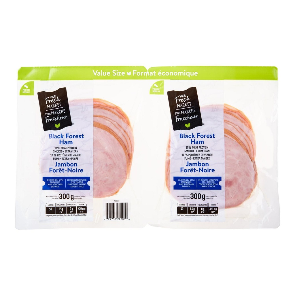 Le jambon Forêt-Noire Mon marché fraîcheur (Format économique) 2x300g