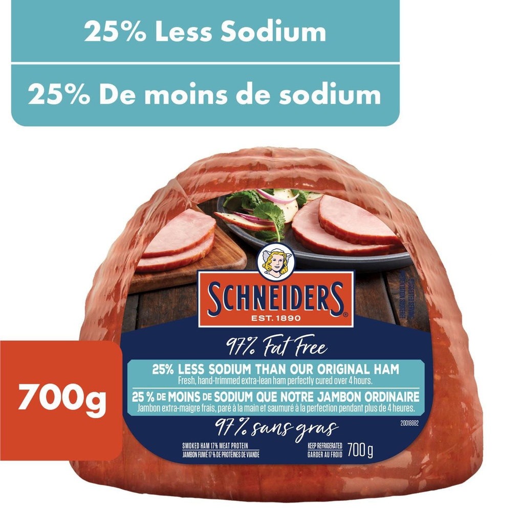 Jambon fumé à faible teneur en sodium et sans gras à 97 % Schneiders 700 g