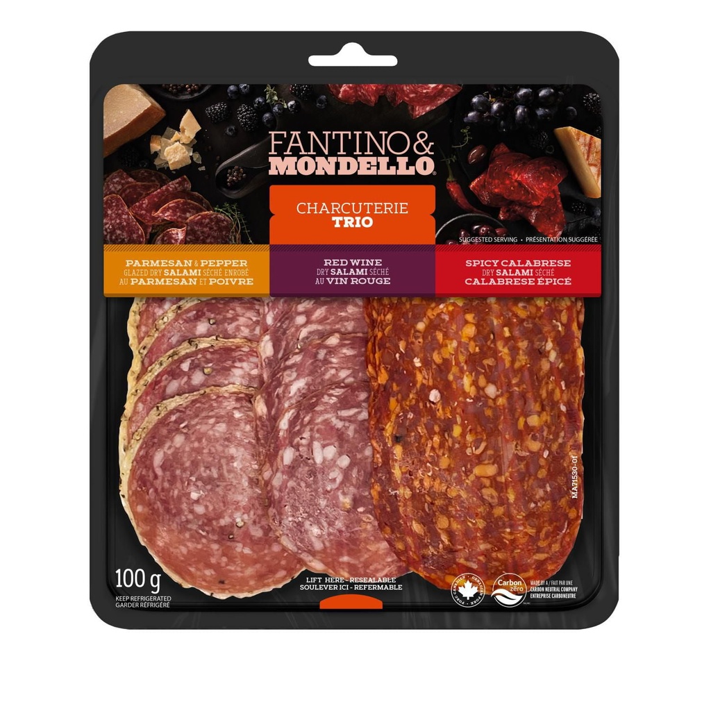 Trio de charcuterie - salamis tranchés Fantino & Mondello 100g