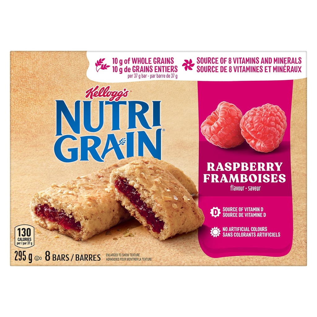 Kellogg's Nutri-Grain Barres Céréalières - Framboise Boîte de 8 Barres