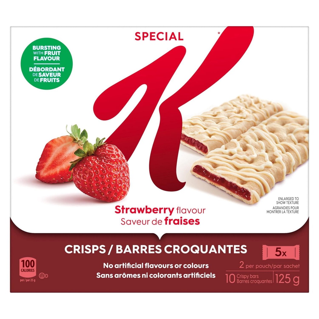 Kellogg's Special K Barres Croquantes Aux Fruits Saveur De Fraises, 125 g,  10 Barres Croquantes, 2 Par Sachet