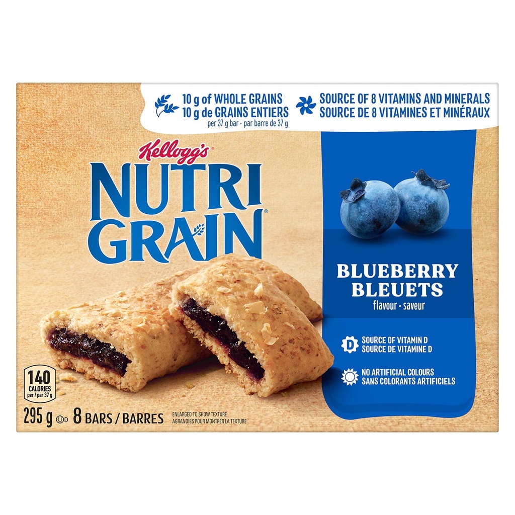 Barres de céréales Kellogg's Nutri-Grain Bleuets, 295&nbsp;g (8&nbsp;barres)