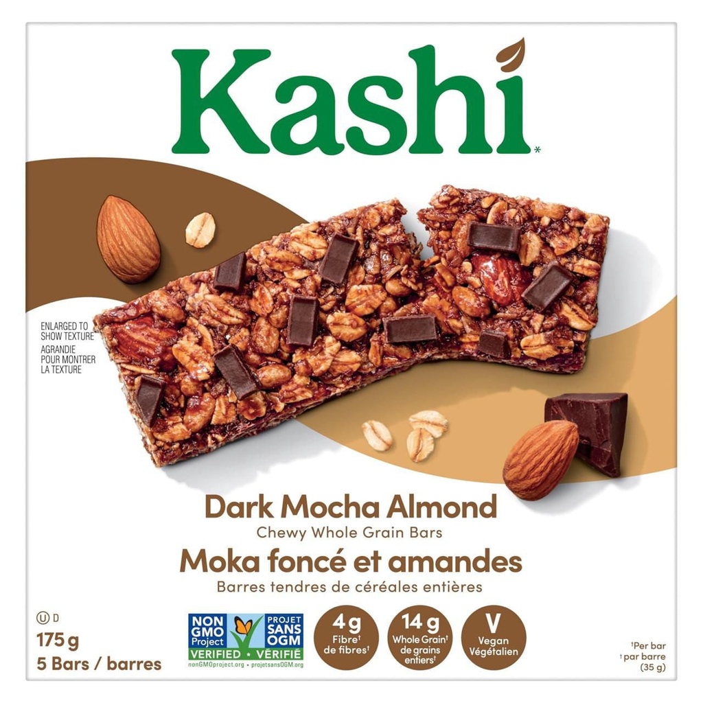 Barres tendres de céréales entières Kashi* Moka foncé et amandes, 175 g