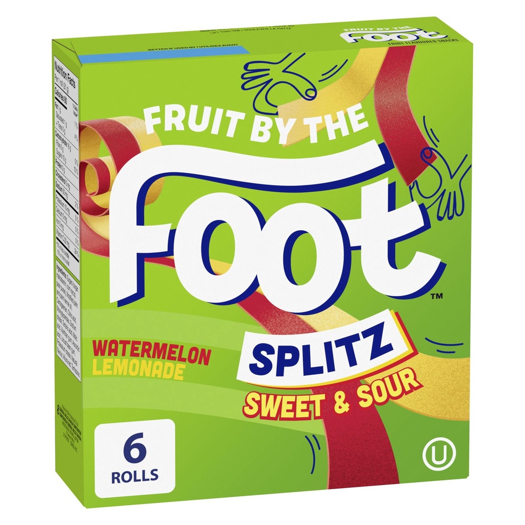 Betty Crocker Collations Fruit-O-Long Splitz à saveur de fruits, Melon d’eau et limonade, roulés, 128 g