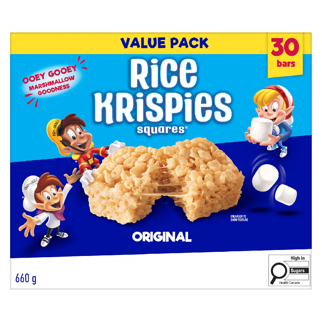 Kellogg‘s Rice Krispies Kellogg's Rice Krispies Barres Carrées Format Jumbo - Original, Boîte de 30 Barres de Céréales