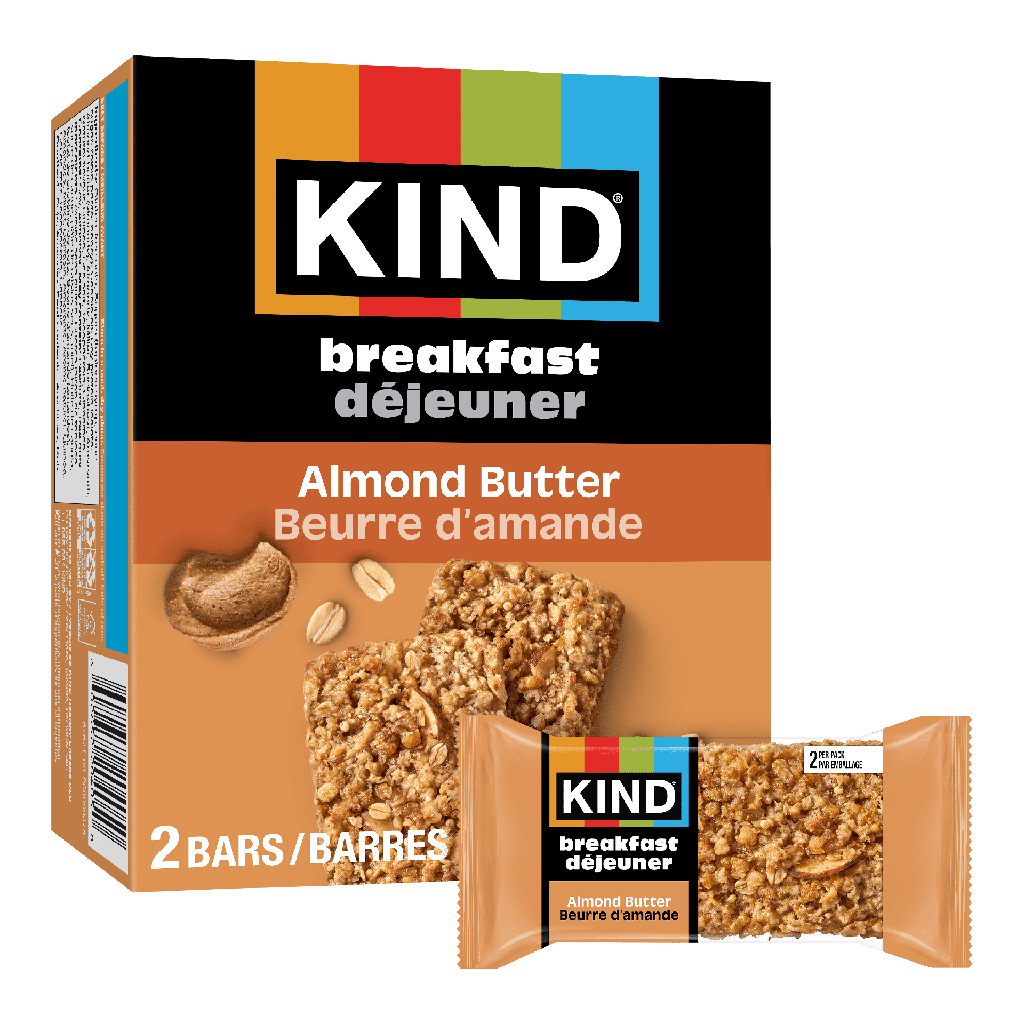 KIND Barres Déjeuner, Beurre d'Amande, (50g), Boîte de 4 Emballages, 2 Barres par Emballage