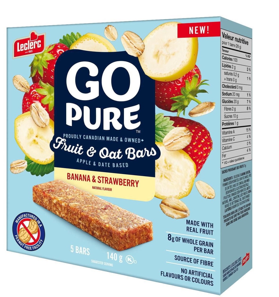 Go Pure Barres aux Fruits & à l'Avoine Banane & Fraise