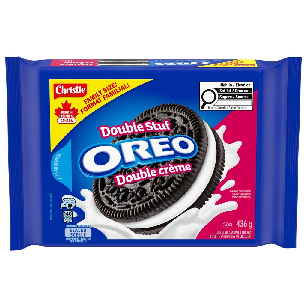 Biscuits-Sandwiches Oreo Double Crème, 1 Emballage Refermable, Format Familial De
