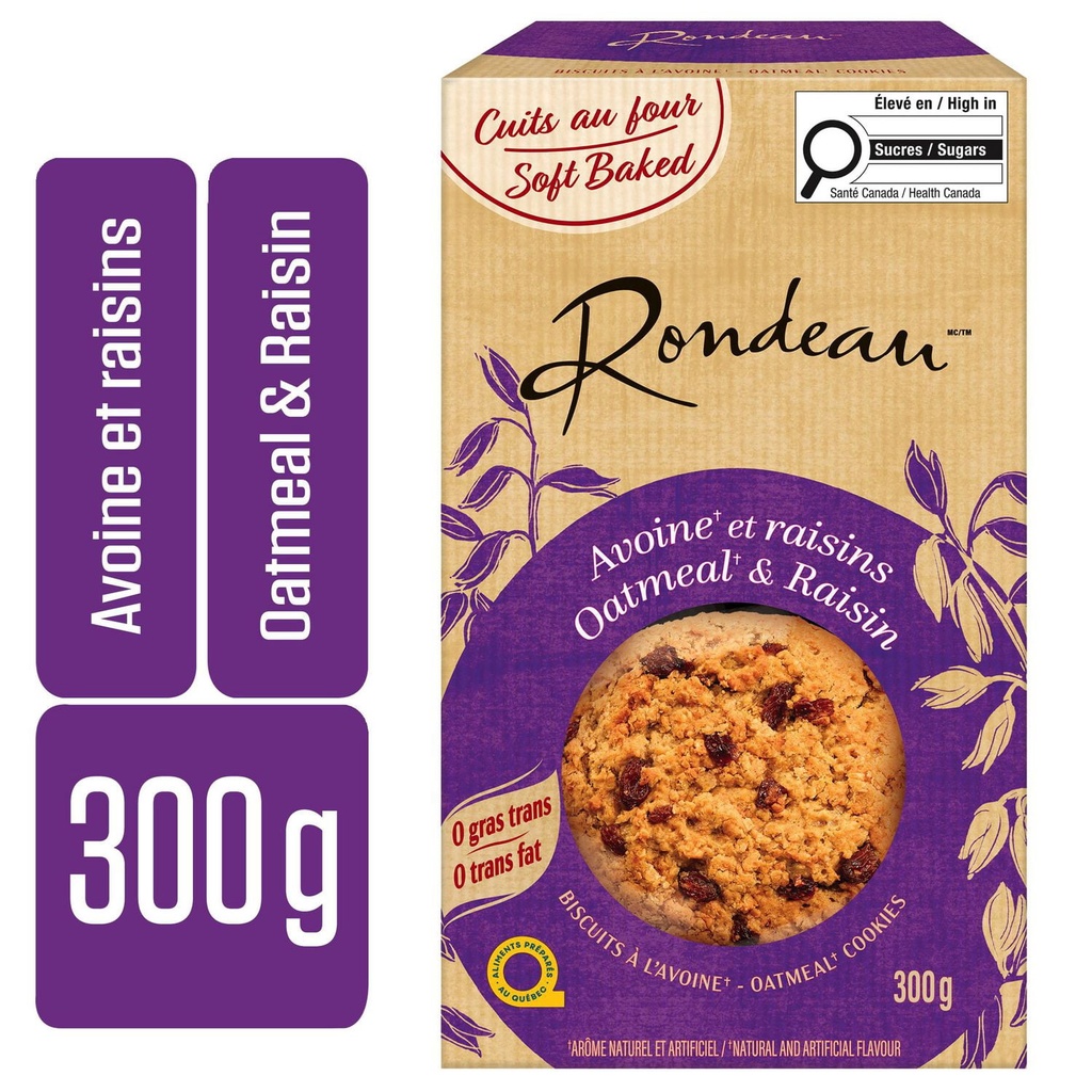 Biscuits Avoine et raisins Rondeau🅪, 300 g