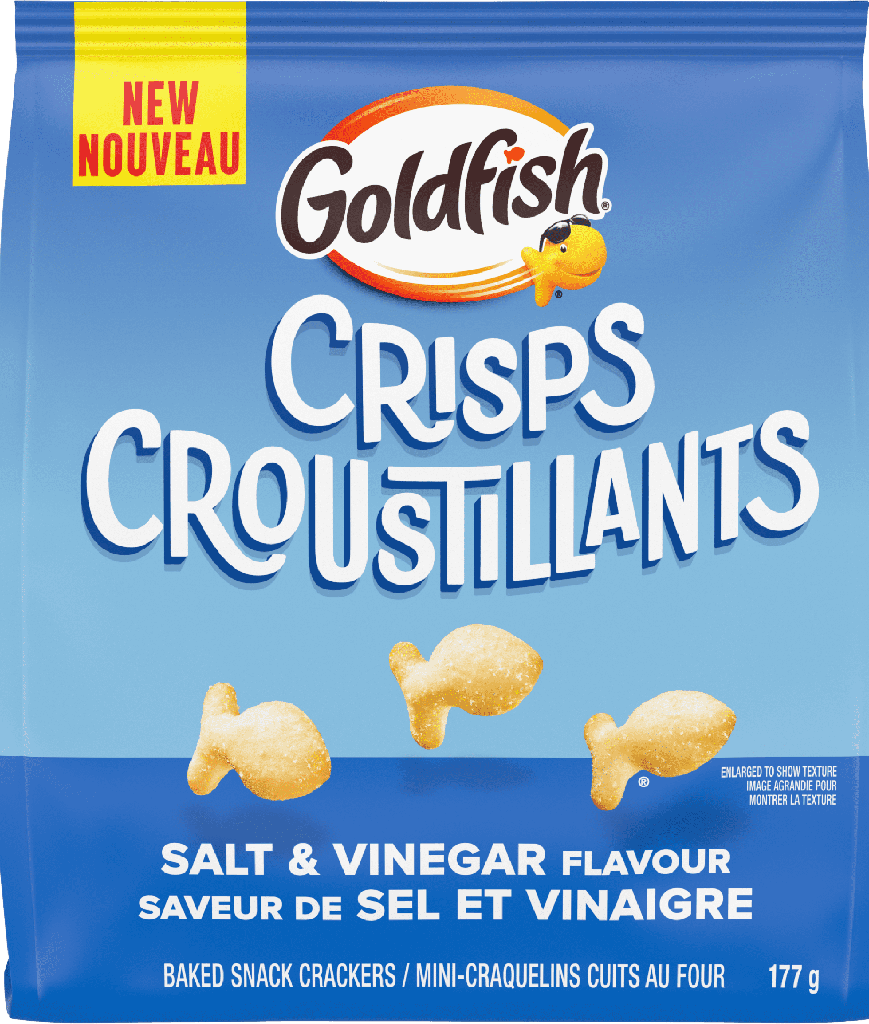 Goldfish(MD) Croustillants saveur de sel et vinaigre mini-craquelins cuits au four, sachet de  177g