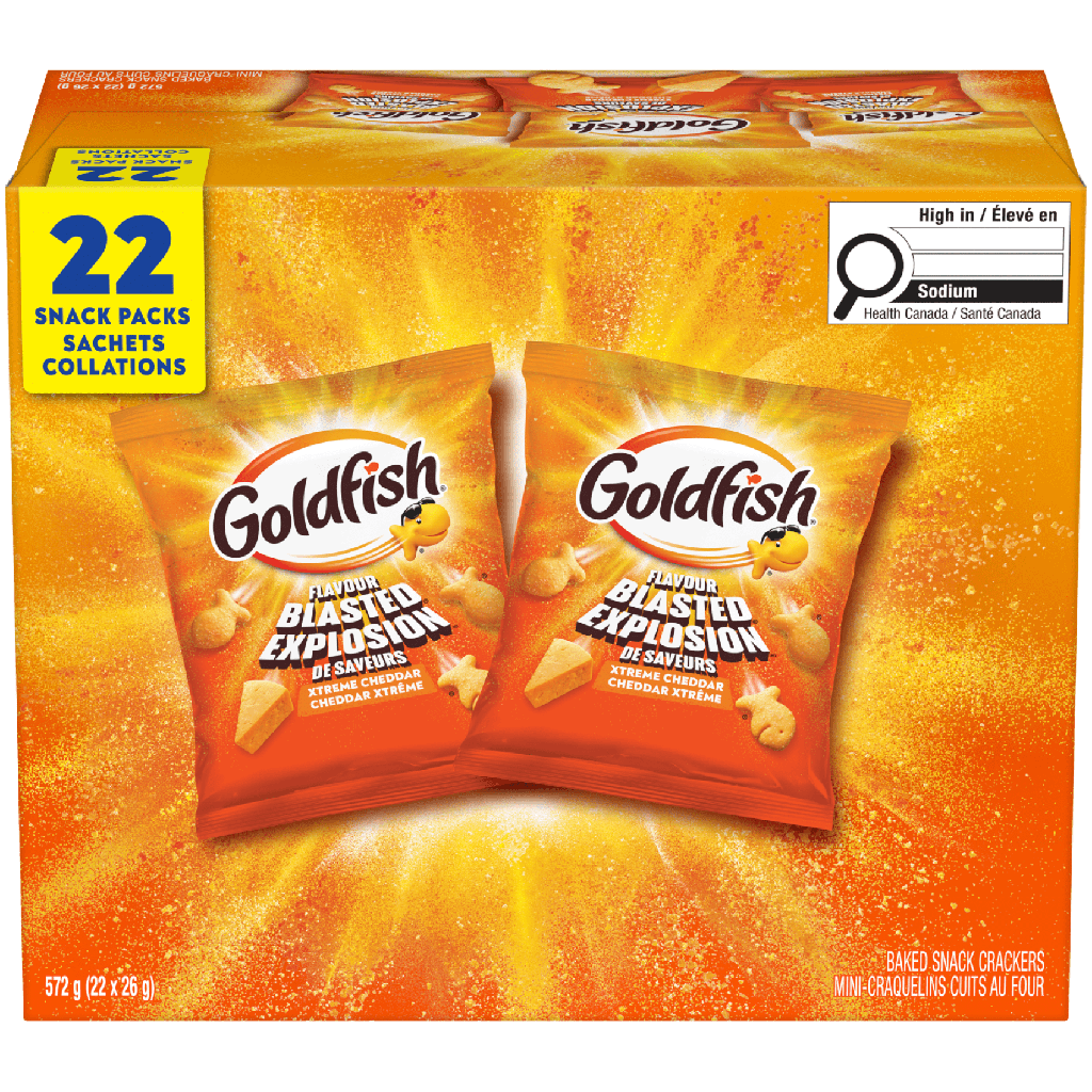 GOLDFISH® CHEDDAR Xtrême Craquelins Sachets Collations, 22x26g