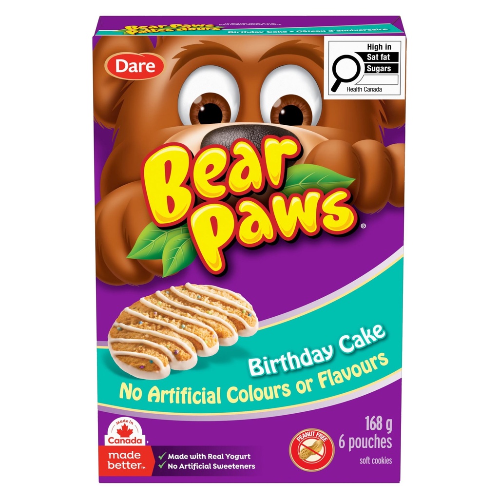 Bearpaw Biscuits moelleux Pattes d’ours Gâteau d’anniversaire, 168g (6 sachets)